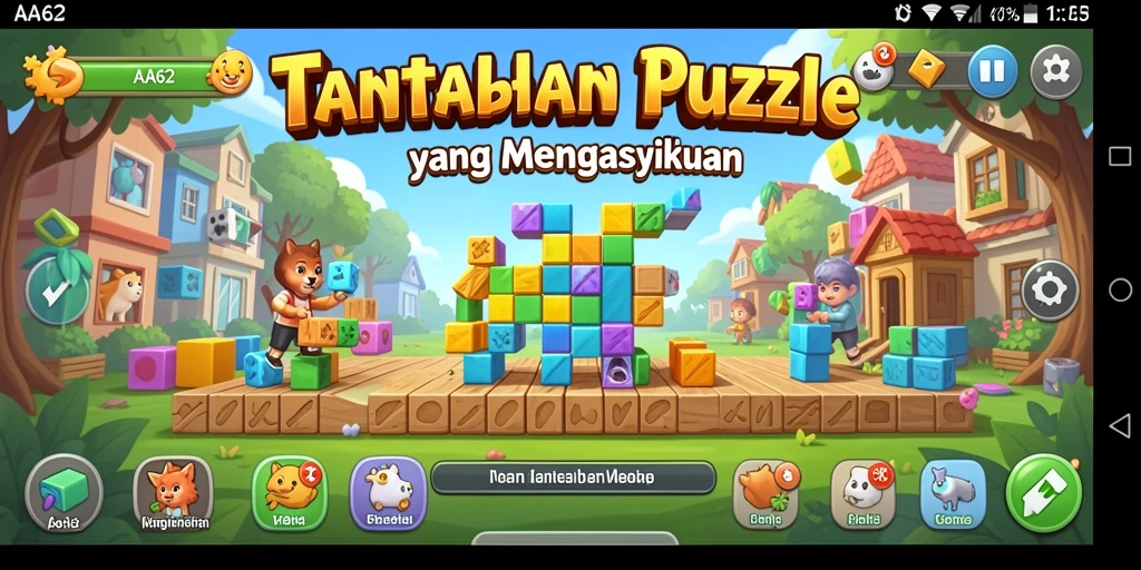 Screenshot gameplay AA62 menampilkan teka-teki menarik dengan antarmuka yang sederhana.