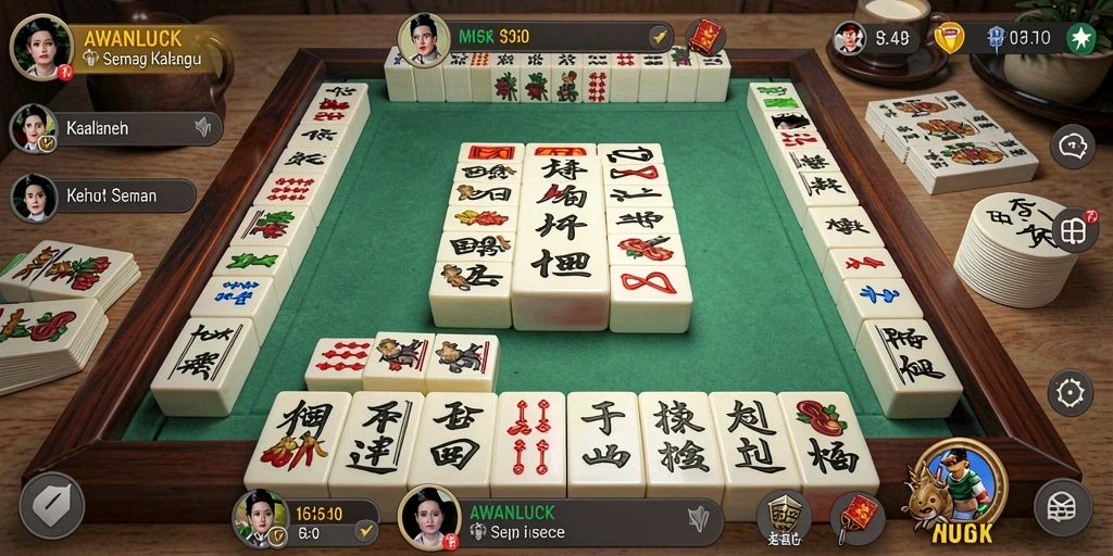 Screenshot menampilkan gameplay seru dari AWANLUCK Mahjong.
