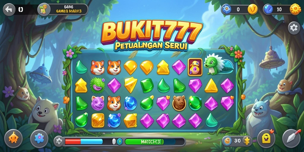 Gameplay Match-3 yang menarik dan penuh warna di BUKIT777.