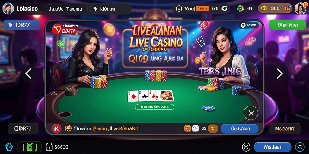 Tampilan gameplay Live Casino yang mendebarkan di IDR77.