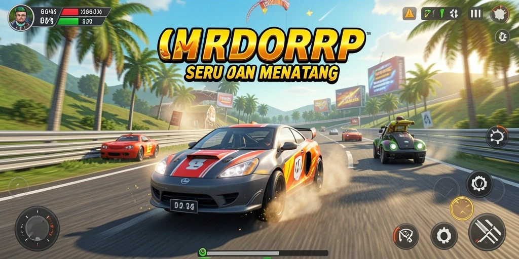 Tampilan seru dari gameplay balapan di INDORP.