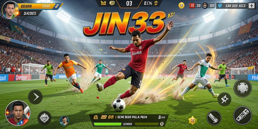 Gameplay JIN33 yang menarik dengan aksi sepak bola menegangkan.