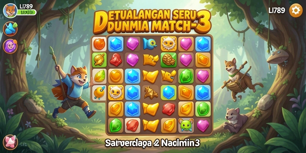 Screenshot gameplay LI789 yang menampilkan aksi seru Match-3.