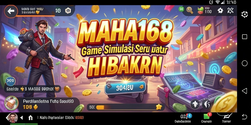 Screenshot gameplay MAHA168 menampilkan dunia simulasi yang dinamis dan interaktif.