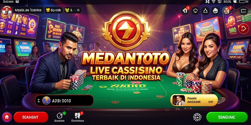Screenshot gameplay <strong>MEDANTOTO</strong> yang menampilkan dealer langsung dan interaksi pemain.