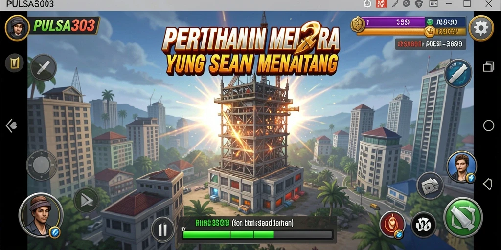 Screenshot PULSA303 menampilkan aksi seru pertahanan menara.