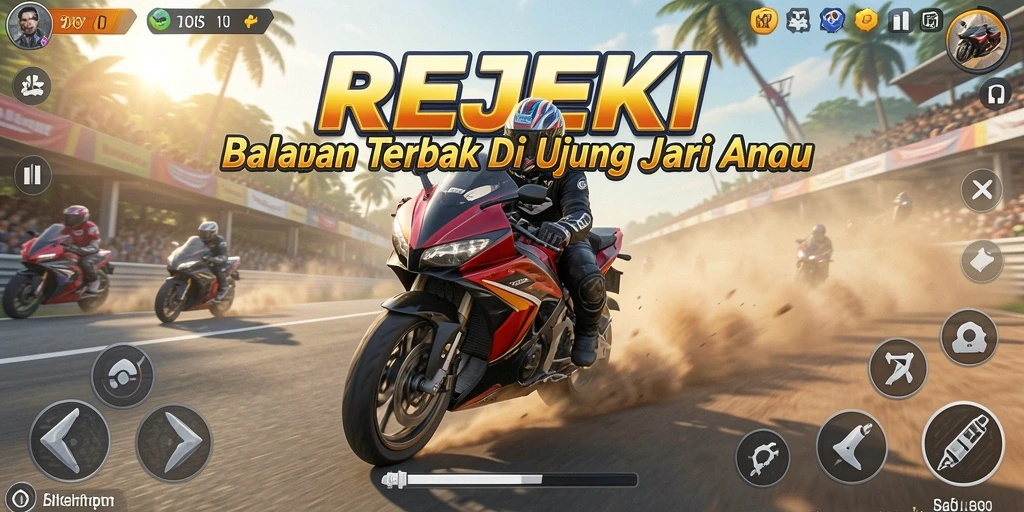 Gameplay seru REJEKI dengan aksi balapan motor yang mendebarkan.