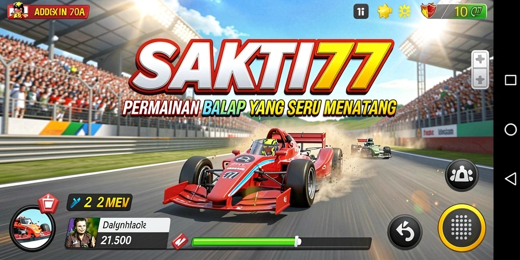 Screenshot gameplay balap SAKTI77 menampilkan aksi mendebarkan.